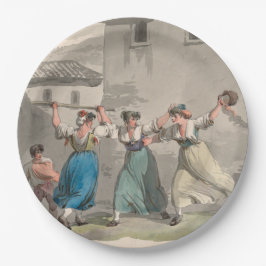 イタリア，ローマで戦う女性（歴史の場面） ペーパープレート