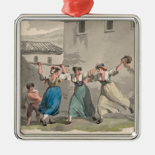 イタリア，ローマで戦う女性（歴史の場面） メタルオーナメント (正面)
