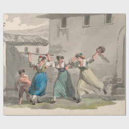 イタリア，ローマで戦う女性（歴史の場面） ラッピングペーパー