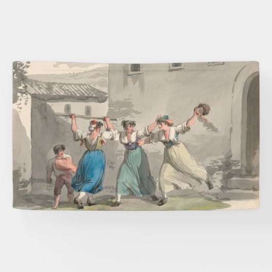 イタリア，ローマで戦う女性（歴史の場面） 横断幕 (横)