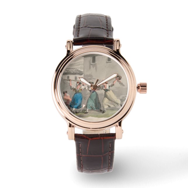イタリア，ローマで戦う女性（歴史の場面） 腕時計 (正面)