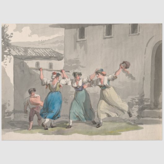 イタリア,ローマで戦う女性(歴史の場面) 薄葉紙 (正面)