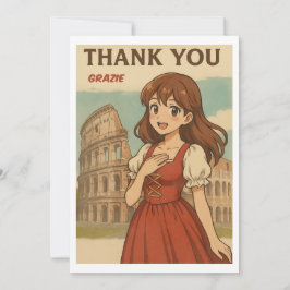 イタリア・ローマのアニメ女子サンクスカード サンキューカード