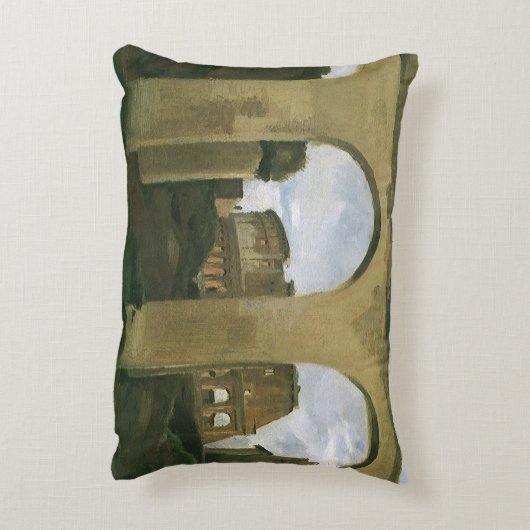 イタリア，ローマのアーケードを通して見られるコロッセオ アクセントクッション (裏面(縦))