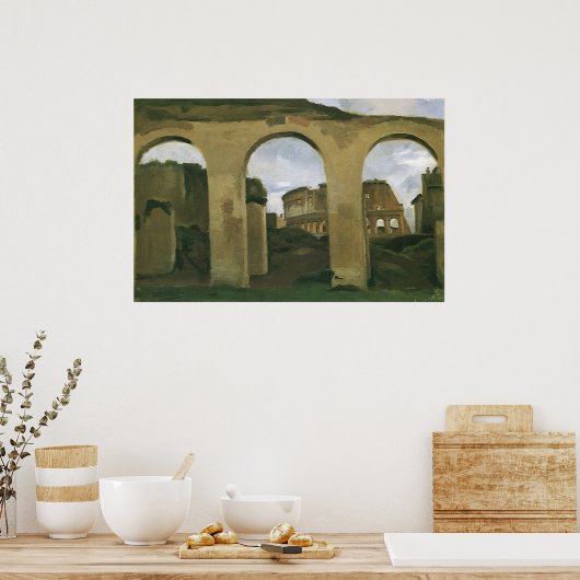 イタリア,ローマのアーケードを通して見られるコロッセオ ポスター (キッチン)