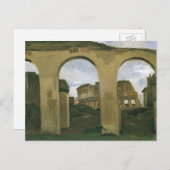 イタリア，ローマのアーケードを通して見られるコロッセオ ポストカード (正面/裏面)