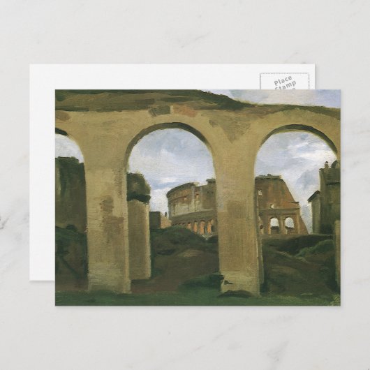 イタリア,ローマのアーケードを通して見られるコロッセオ ポストカード (正面/裏面)