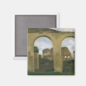 イタリア，ローマのアーケードを通して見られるコロッセオ マグネット (正面/裏面)