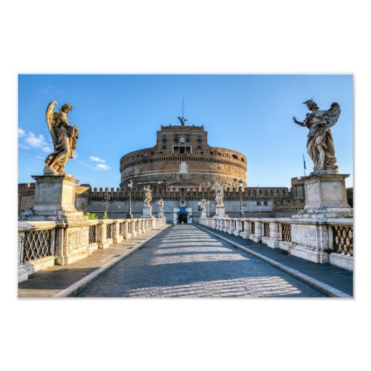 イタリア、ローマのサンタンジェロ橋とサンタンジェロ城 フォトプリント (正面)