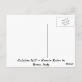 イタリア,ローマのパラティーンヒル ポストカード (裏面)