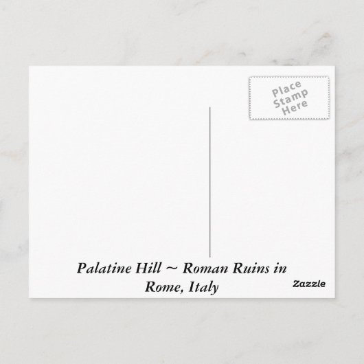 イタリア,ローマのパラティーンヒル ポストカード (裏面)