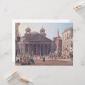 イタリア，ローマのパンテオンとピアッツァデッラロトンダ カード (正面/裏面インサイチュ)