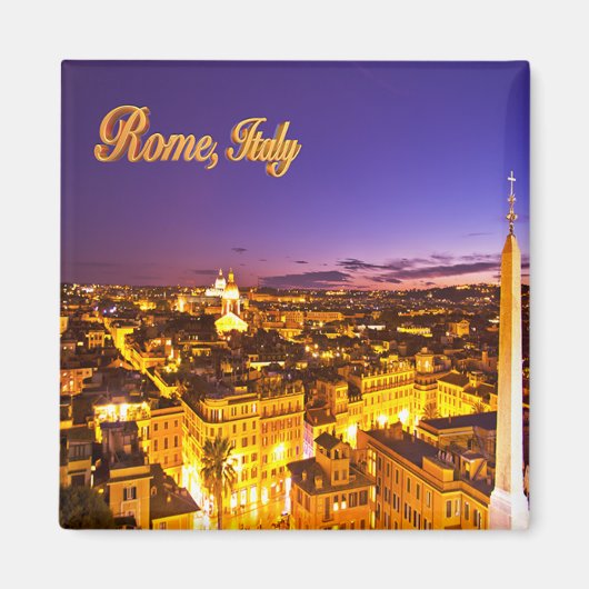 イタリア・ローマの紫色の夕焼け マグネット (正面)
