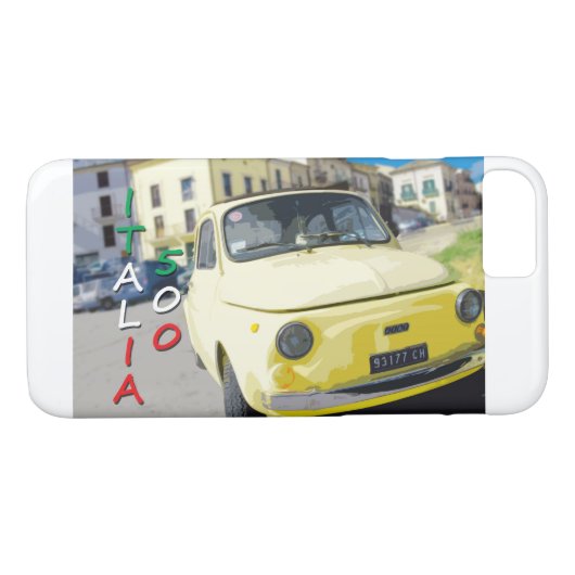 イタリア、ローマのiPhone 7カバーのフィアット500の黄色 Case-Mate iPhoneケース (裏面(横))