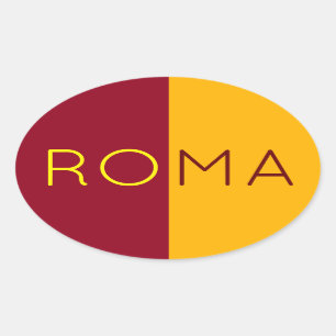 イタリア，ローマ市国旗 楕円形シール