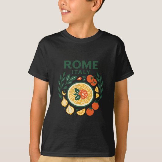 イタリア ローマ お土産 イタリアン パスタ 旅行 記念 Tシャツ (正面)