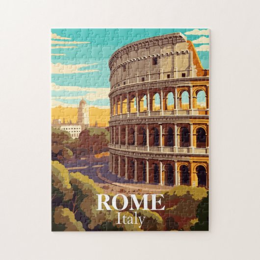 イタリア ローマ コロッセオ 旅行 イラスト ジグソーパズル (縦)