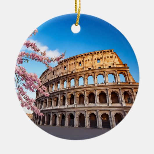 イタリア ローマ コロッセオ 絵画 セラミックオーナメント (正面)