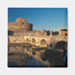イタリア、ローマ、サンタンジェロ城と川 マグネット