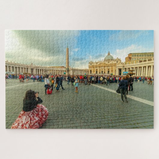 イタリア，ローマ，サンペテロ広場の人々 ジグソーパズル (横)
