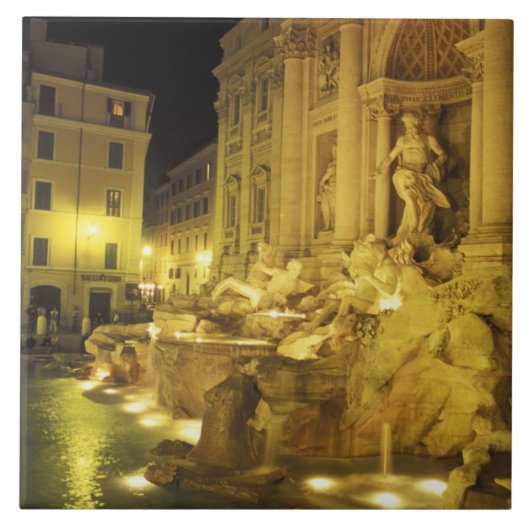 イタリア ローマ トレビの泉 夜景 タイル (正面)