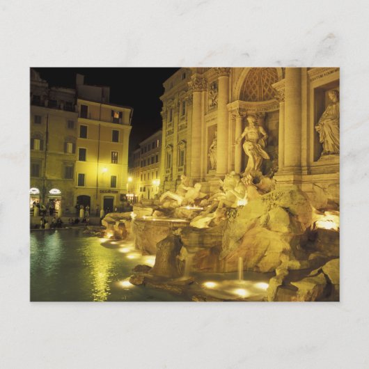 イタリア ローマ トレビの泉 夜景 ポストカード (正面)