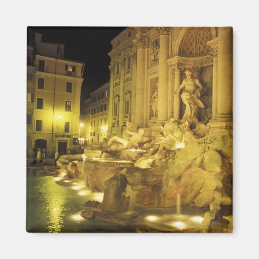 イタリア ローマ トレビの泉 夜景 マグネット (正面)