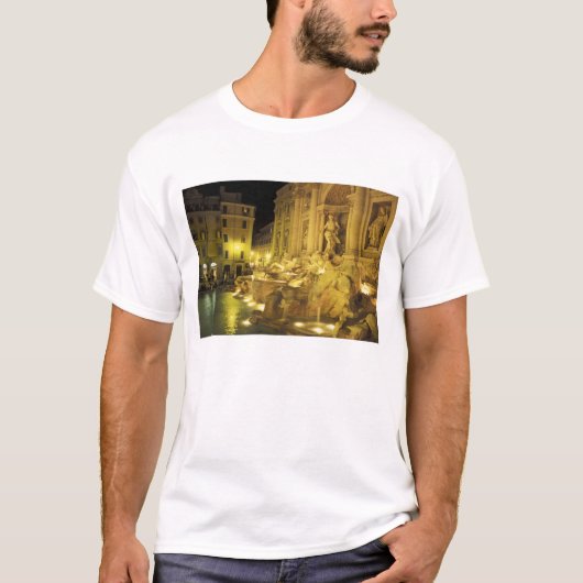 イタリア ローマ トレビの泉 夜景 Tシャツ (正面)