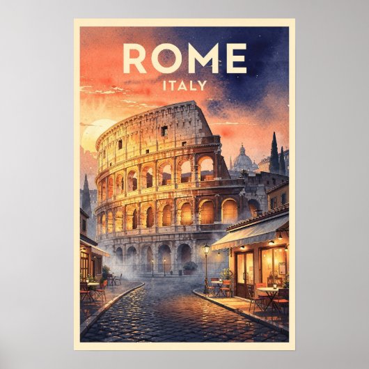 イタリア ローマ ヴィンテージ 旅行 ポスター (正面)