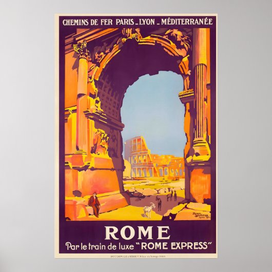 イタリア ローマ ヴィンテージ 旅行 ポスター 印刷 (正面)