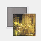 イタリア、ローマ。夜のトレヴィの泉。 マグネット (正面/裏面)