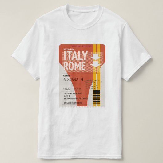 イタリア ローマ 旅行 チケット Tシャツ (デザイン正面)