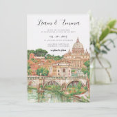 イタリア ローマ 水彩画 ウェディング 招待状 (スタンド正面)