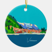 イタリア ヴァレンナ コモ湖 イラスト 旅行 セラミックオーナメント (正面)