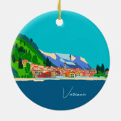 イタリア ヴァレンナ コモ湖 イラスト 旅行 セラミックオーナメント (裏面)