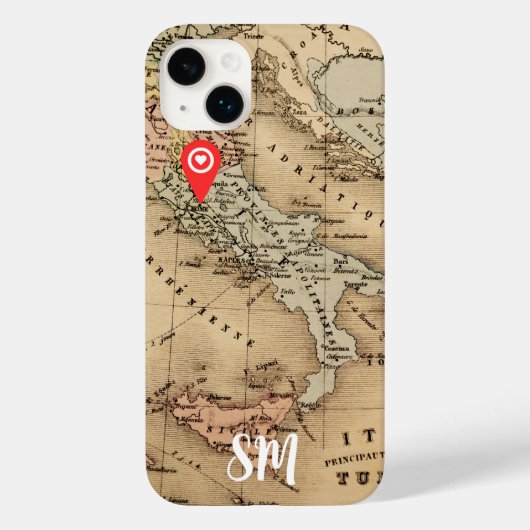 イタリア ヴィンテージ アンティーク マップ モノグラム バケーション Case-Mate iPhoneケース (裏面)