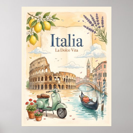 イタリア ヴィンテージ トラベル ポスター (正面)