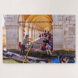 イタリア，ヴェネツィアのゴンドラに乗った船員 ジグソーパズル