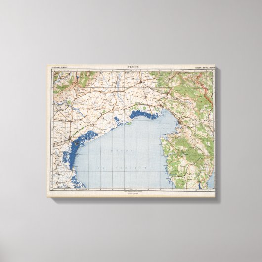 イタリア，ヴェネツィアの地図 キャンバスプリント (正面)