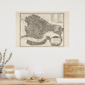 イタリア，ヴェネツィアの歴史地図(1763) ポスター (キッチン)