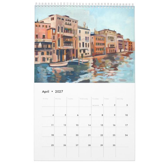 イタリア，ヴェネツィアの絵画14 カレンダー (4月 2027)