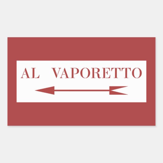 イタリア，ヴェネツィア通りサインVaporettへ 長方形シール (正面)