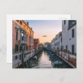 イタリア,ヴェネツィア運河の夕日 ポストカード (正面/裏面)