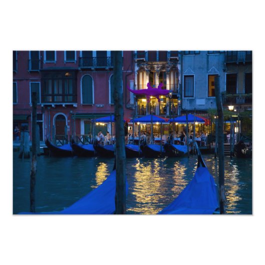 イタリア、ヴェネツィア、グランドカナル沿いの夜景 フォトプリント            (正面)