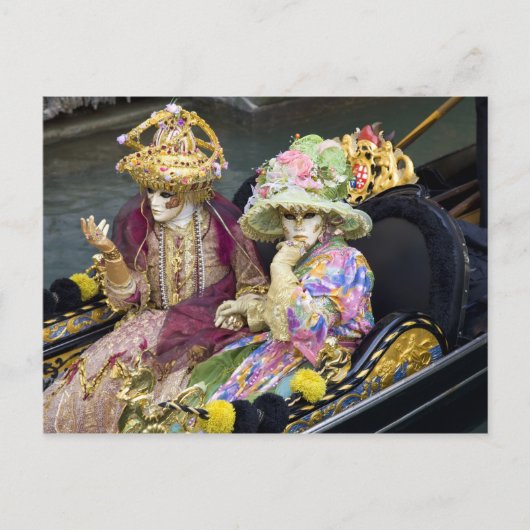 イタリア、ヴェネツィア。コスチュームを着たカップル ポストカード (正面)