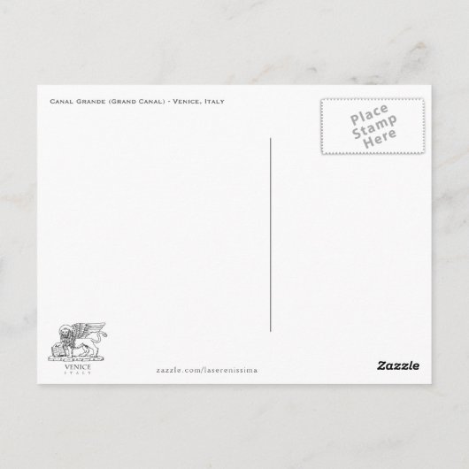 イタリア，ヴェネツィア – ゴンドラ(Gonandas On Grand Canal) ポストカード (裏面)