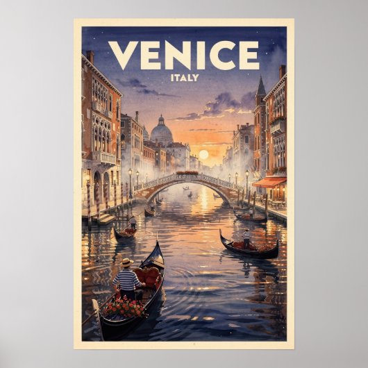 イタリア ヴェネツィア ビンテージ 旅行 ポスター (正面)