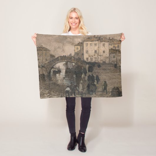 イタリア，ヴェネツィア(ヴィンテージヴェネツィアの風景) フリースブランケット (インサイチュ)