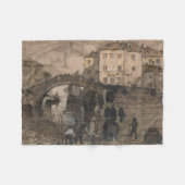 イタリア，ヴェネツィア(ヴィンテージヴェネツィアの風景) フリースブランケット (正面(横))