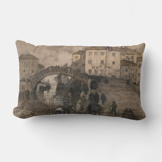 イタリア，ヴェネツィア(ヴィンテージヴェネツィアの風景) ランバークッション (正面)